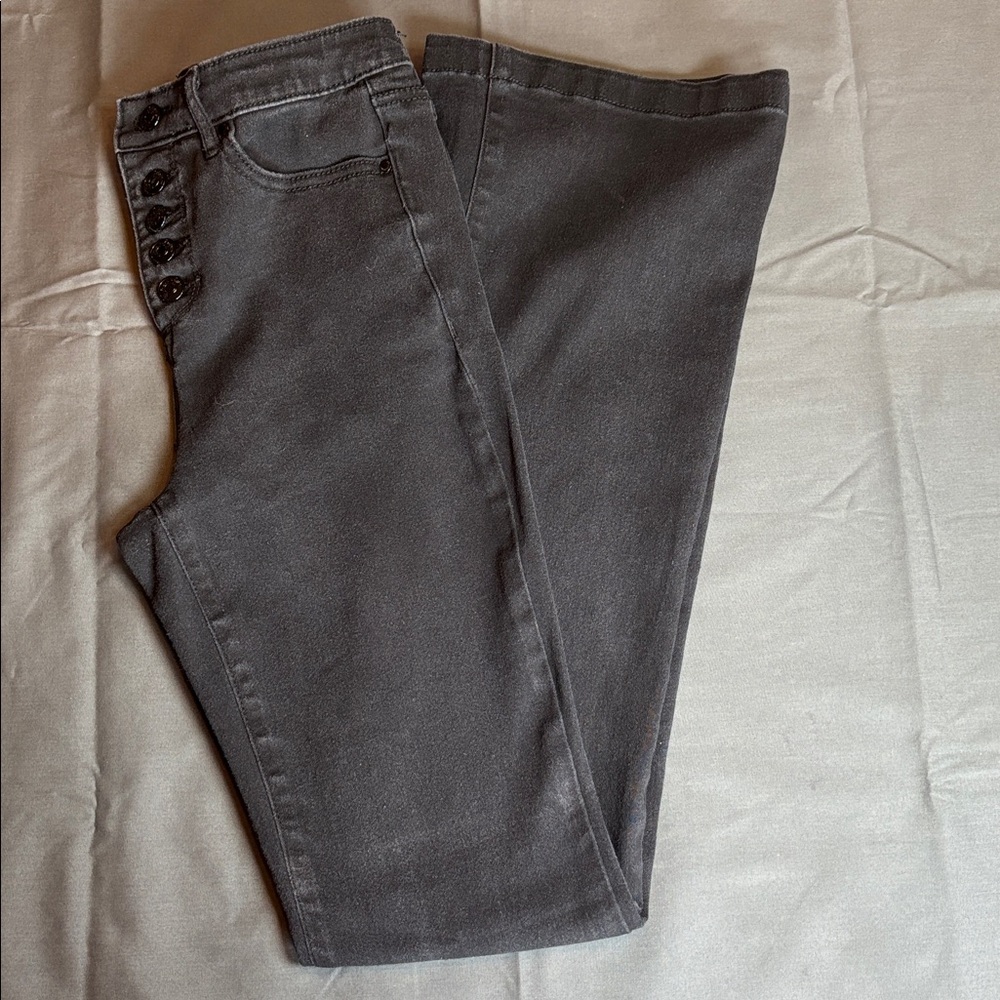 Stylish Black Button-Up Jeans Flare Leg